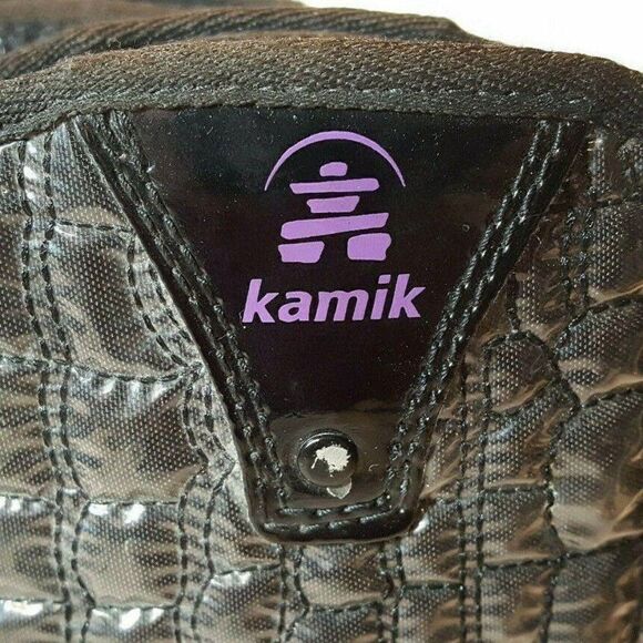 Kamik Waterproof Rain Boots Sz 7 Black Gray Insulated Shaft Zip Up Back - Picture 5 of 8